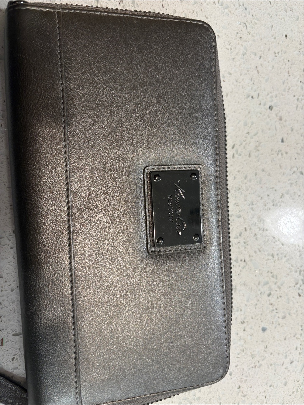 Kenneth Cole Metallic Pewter Zip-Around Men's Wallet